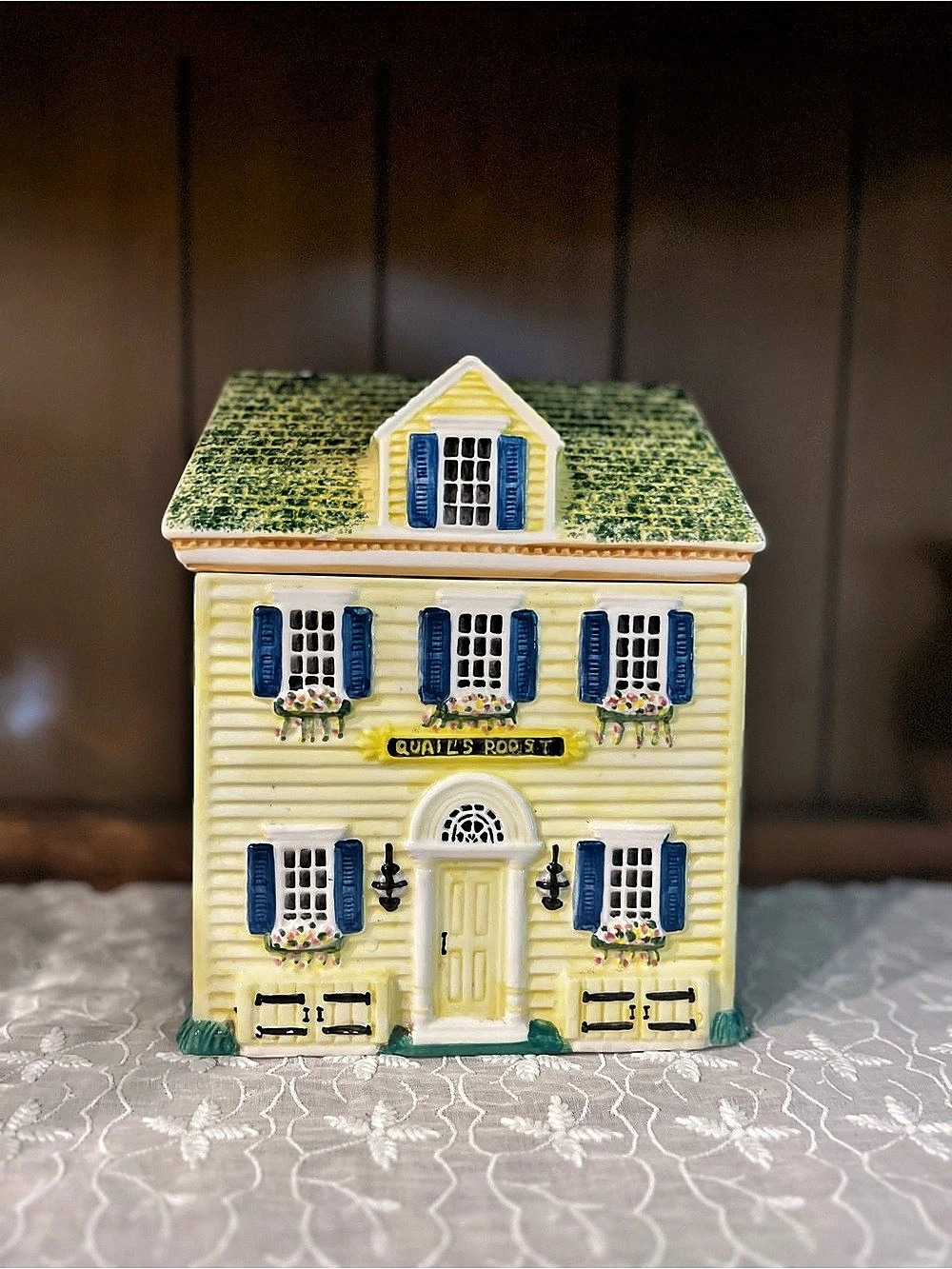 Yellow Ceramic House Cookie Jar/Home Decor